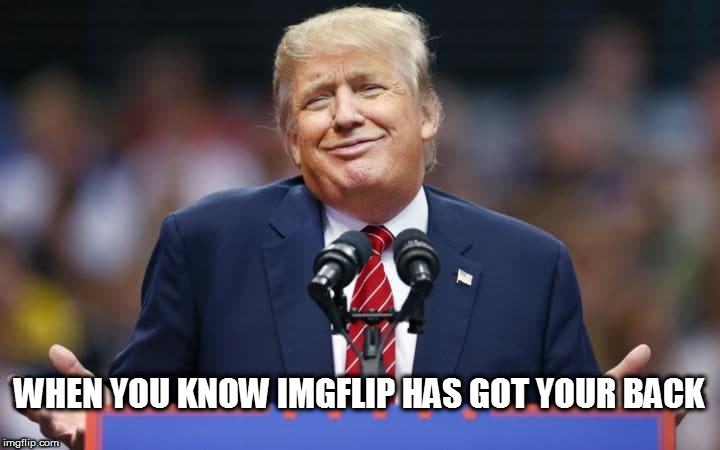 Fearless Trump | WHEN YOU KNOW IMGFLIP HAS GOT YOUR BACK | image tagged in donald trump | made w/ Imgflip meme maker