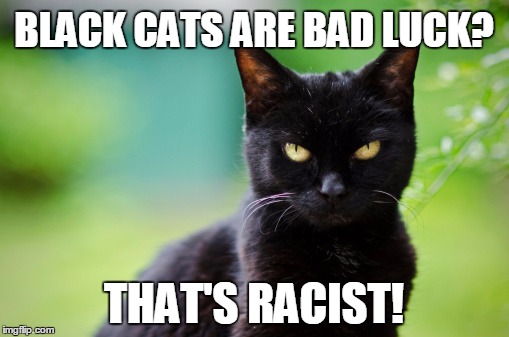 BLACK CATS ARE BAD LUCK? THAT'S RACIST! | made w/ Imgflip meme maker