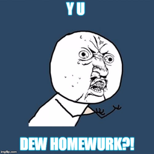 Y U No Meme | Y U; DEW HOMEWURK?! | image tagged in memes,y u no | made w/ Imgflip meme maker