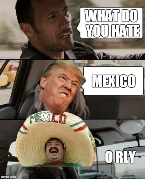 The Rock Driving | WHAT DO YOU HATE; MEXICO; O RLY | image tagged in memes,the rock driving | made w/ Imgflip meme maker