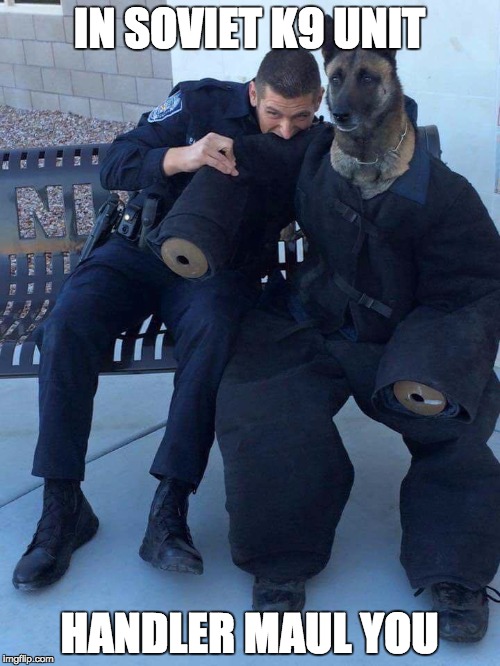 IN SOVIET K9 UNIT; HANDLER MAUL YOU | made w/ Imgflip meme maker