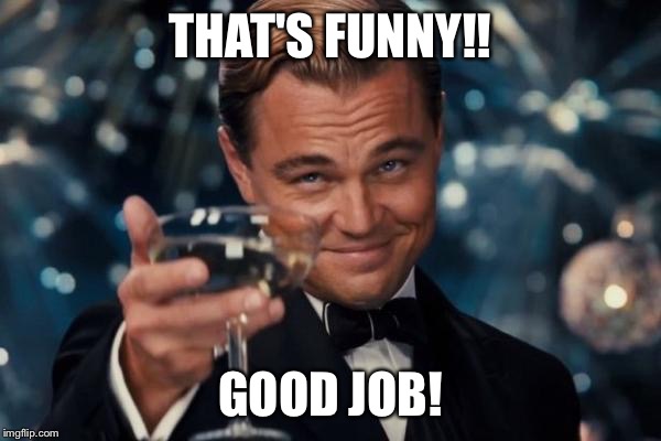 Leonardo Dicaprio Cheers Meme | THAT'S FUNNY!! GOOD JOB! | image tagged in memes,leonardo dicaprio cheers | made w/ Imgflip meme maker