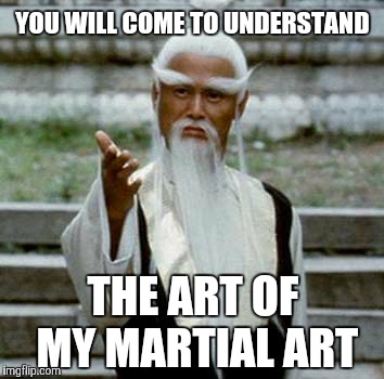 The art of my martial art | YOU WILL COME TO UNDERSTAND; THE ART OF MY MARTIAL ART | image tagged in martial arts | made w/ Imgflip meme maker