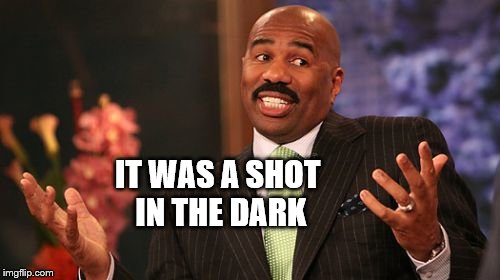 Steve Harvey Meme | IT WAS A SHOT IN THE DARK | image tagged in memes,steve harvey | made w/ Imgflip meme maker