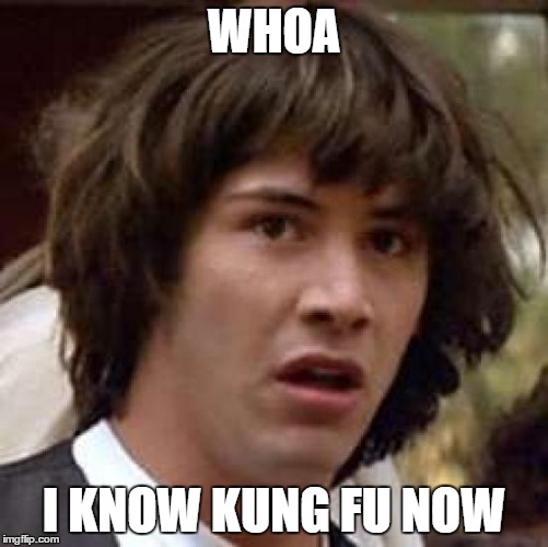 Conspiracy Keanu Meme | WHOA I KNOW KUNG FU NOW | image tagged in memes,conspiracy keanu | made w/ Imgflip meme maker
