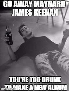 GO AWAY MAYNARD JAMES KEENAN; YOU'RE TOO DRUNK TO MAKE A NEW ALBUM | image tagged in tool,maynard james keenan,drunk,goaway | made w/ Imgflip meme maker