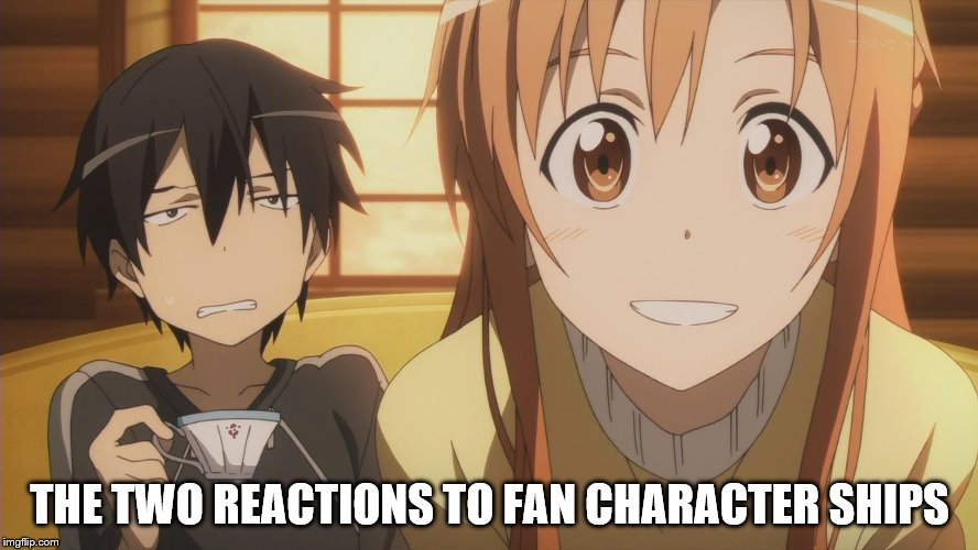 Sword Art Online | THE TWO REACTIONS TO FAN CHARACTER SHIPS | image tagged in sword art online | made w/ Imgflip meme maker