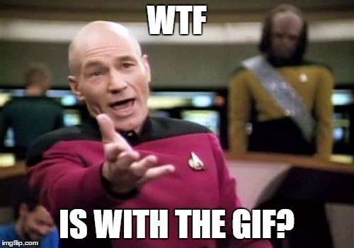 WTF IS WITH THE GIF? | image tagged in memes,picard wtf | made w/ Imgflip meme maker
