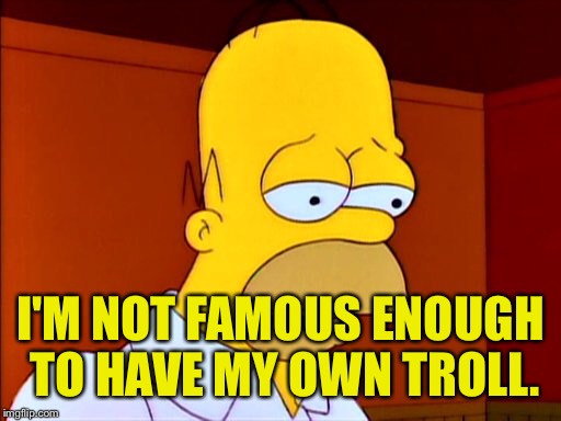 I'M NOT FAMOUS ENOUGH TO HAVE MY OWN TROLL. | made w/ Imgflip meme maker