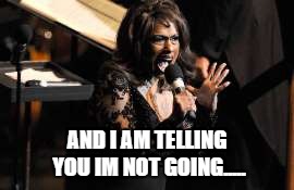 Jennifer Holliday responds to inauguration performance critics.. |  AND I AM TELLING YOU IM NOT GOING..... | image tagged in inaugaration,jenniferholliday,trumpinaugaration | made w/ Imgflip meme maker