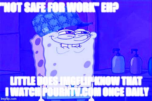 Don't You Squidward | "NOT SAFE FOR WORK" EH? LITTLE DOES IMGFLIP KNOW THAT I WATCH POURNTV.COM ONCE DAILY | image tagged in memes,dont you squidward,scumbag | made w/ Imgflip meme maker