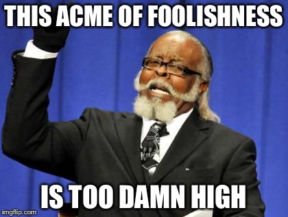 This acme of foolishness is too damn high | THIS ACME OF FOOLISHNESS; IS TOO DAMN HIGH | image tagged in memes,too damn high,acme,foolishness | made w/ Imgflip meme maker