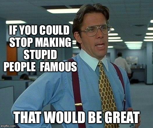 That Would Be Great Meme | IF YOU COULD STOP MAKING STUPID PEOPLE  FAMOUS; THAT WOULD BE GREAT | image tagged in memes,that would be great | made w/ Imgflip meme maker