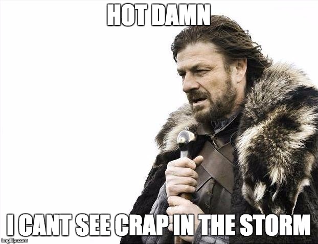 Brace Yourselves X is Coming | HOT DAMN; I CANT SEE CRAP IN THE STORM | image tagged in memes,brace yourselves x is coming | made w/ Imgflip meme maker