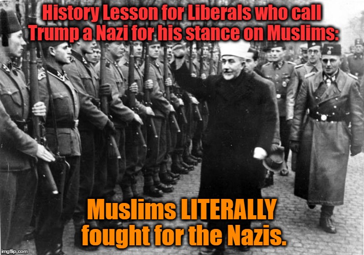 History Lesson for Liberals who call Trump a Nazi for his stance on Muslims:; Muslims LITERALLY fought for the Nazis. | image tagged in muslim nazis | made w/ Imgflip meme maker