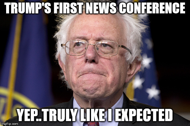 Bernies reaction to trump and bidens debate | TRUMP'S FIRST NEWS CONFERENCE; YEP..TRULY LIKE I EXPECTED | image tagged in bernie sanders | made w/ Imgflip meme maker