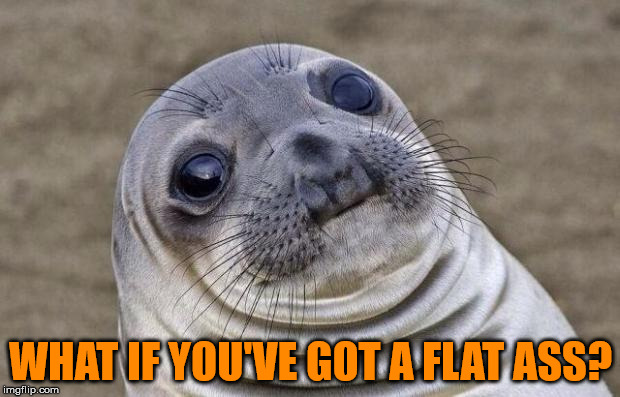 Awkward Moment Sealion Meme | WHAT IF YOU'VE GOT A FLAT ASS? | image tagged in memes,awkward moment sealion | made w/ Imgflip meme maker