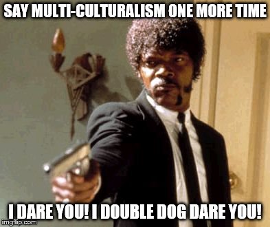 Say That Again I Dare You Meme | SAY MULTI-CULTURALISM ONE MORE TIME; I DARE YOU! I DOUBLE DOG DARE YOU! | image tagged in memes,say that again i dare you | made w/ Imgflip meme maker