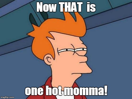 Futurama Fry Meme | Now THAT  is one hot momma! | image tagged in memes,futurama fry | made w/ Imgflip meme maker