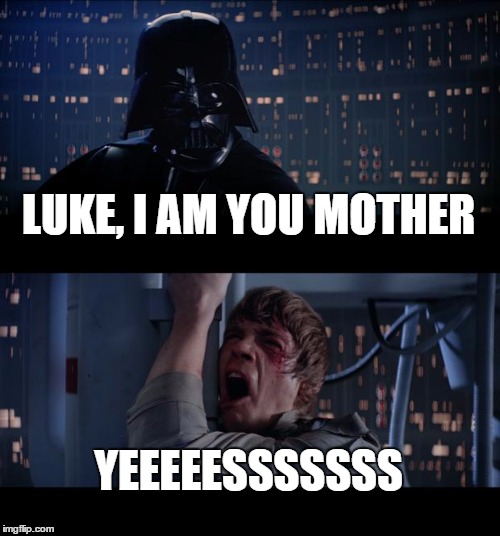 Star Wars No Meme | LUKE, I AM YOU MOTHER; YEEEEESSSSSSS | image tagged in memes,star wars no | made w/ Imgflip meme maker