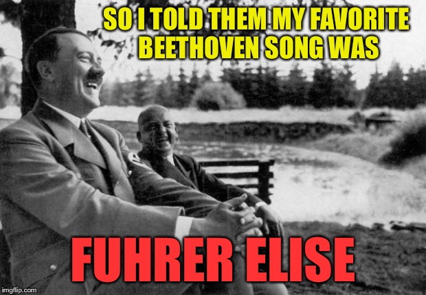 Beethoven's 3rd Reich | SO I TOLD THEM MY FAVORITE BEETHOVEN SONG WAS; FUHRER ELISE | image tagged in adolf hitler laughing,memes | made w/ Imgflip meme maker