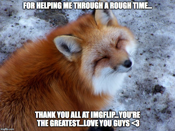 card of thanks from a fairly new member | FOR HELPING ME THROUGH A ROUGH TIME... THANK YOU ALL AT IMGFLIP...YOU'RE THE GREATEST...LOVE YOU GUYS <3 | image tagged in - | made w/ Imgflip meme maker