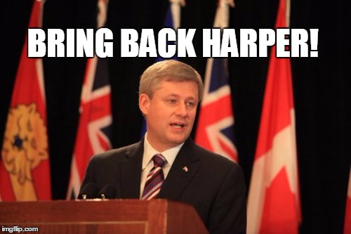 Stephen Harper Podium | BRING BACK HARPER! | image tagged in memes,stephen harper podium | made w/ Imgflip meme maker