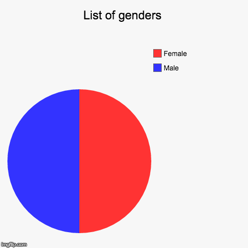 List of all the genders in the world! | image tagged in funny,pie charts,list of genders,list of all the genders in the world | made w/ Imgflip chart maker