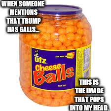 WHEN SOMEONE MENTIONS THAT TRUMP HAS BALLS... THIS IS THE IMAGE THAT POPS INTO MY HEAD. | made w/ Imgflip meme maker