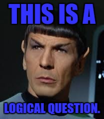 Spock | THIS IS A LOGICAL QUESTION. | image tagged in spock | made w/ Imgflip meme maker