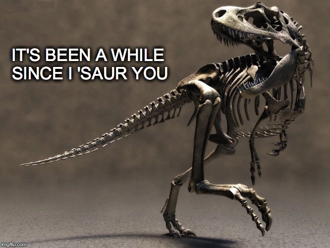 Social Media Break | IT'S BEEN A WHILE SINCE I 'SAUR YOU | image tagged in janey mack meme,it's been a while since i saur you,dinosaur,miss you | made w/ Imgflip meme maker