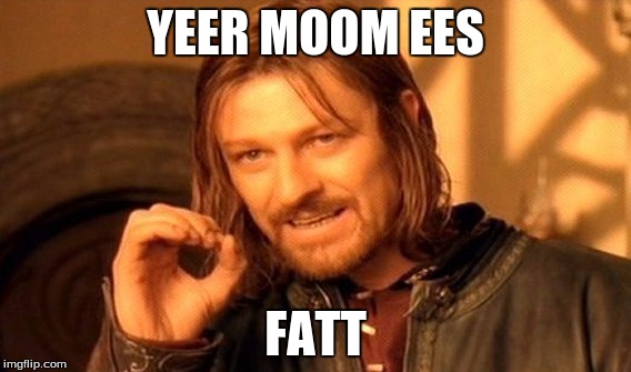 One Does Not Simply | YEER MOOM EES; FATT | image tagged in memes,one does not simply | made w/ Imgflip meme maker