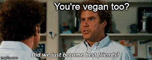Vegan BFFs | You're vegan too? | image tagged in step brothers,veganism,vegan,vegan4life,vegans do everthing better even fart | made w/ Imgflip meme maker