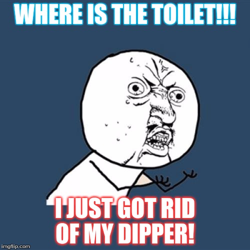 Y U No Meme | WHERE IS THE TOILET!!! I JUST GOT RID OF MY DIPPER! | image tagged in memes,y u no | made w/ Imgflip meme maker