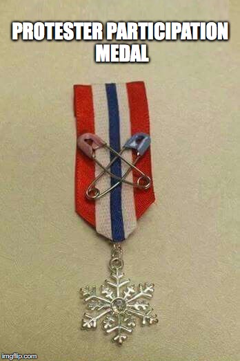 PROTESTER PARTICIPATION MEDAL | image tagged in snowflakes,political,inauguration | made w/ Imgflip meme maker