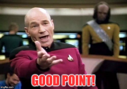 Picard Wtf Meme | GOOD POINT! | image tagged in memes,picard wtf | made w/ Imgflip meme maker