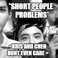Short People Problems/EXO memes/kyungsoo | *SHORT PEOPLE        PROBLEMS*; <KRIS AND CHEN DONT EVEN CARE > | image tagged in exo,kyungsoo | made w/ Imgflip meme maker