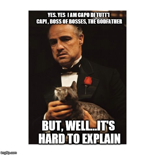 The Godfather | YES. YES  I AM CAPO DI TUTT'I CAPI , BOSS OF BOSSES, THE GODFATHER; BUT, WELL...IT'S HARD TO EXPLAIN | image tagged in like a boss | made w/ Imgflip meme maker