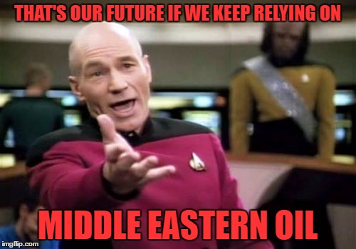 Picard Wtf Meme | THAT'S OUR FUTURE IF WE KEEP RELYING ON MIDDLE EASTERN OIL | image tagged in memes,picard wtf | made w/ Imgflip meme maker