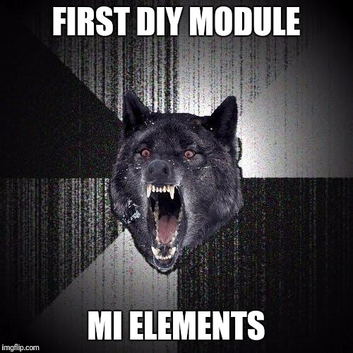 Insanity Wolf Meme | FIRST DIY MODULE; MI ELEMENTS | image tagged in memes,insanity wolf | made w/ Imgflip meme maker