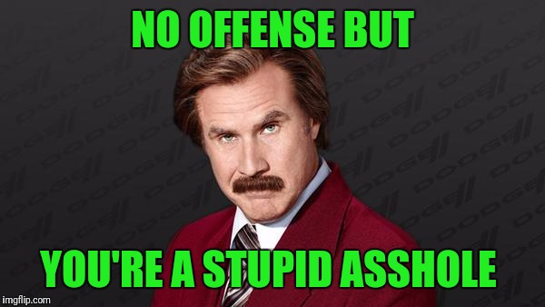 There's a lot of evidence.
 | NO OFFENSE BUT; YOU'RE A STUPID ASSHOLE | image tagged in ron burgandy | made w/ Imgflip meme maker