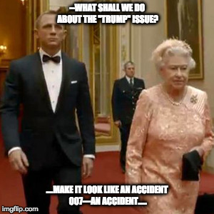 --WHAT SHALL WE DO ABOUT THE "TRUMP" ISSUE? ....MAKE IT LOOK LIKE AN ACCIDENT 007---AN ACCIDENT..... | image tagged in qe | made w/ Imgflip meme maker