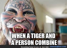 Tiger and People | WHEN A TIGER AND A PERSON COMBINE | image tagged in tiger | made w/ Imgflip meme maker