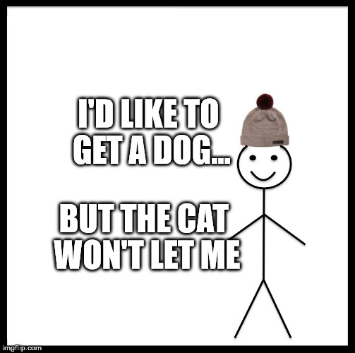Be Like Bill Meme | I'D LIKE TO GET A DOG... BUT THE CAT WON'T LET ME | image tagged in memes,be like bill | made w/ Imgflip meme maker