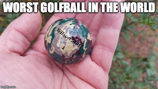 Special Forces Golf | WORST GOLFBALL IN THE WORLD | image tagged in golfball,camouflage | made w/ Imgflip meme maker