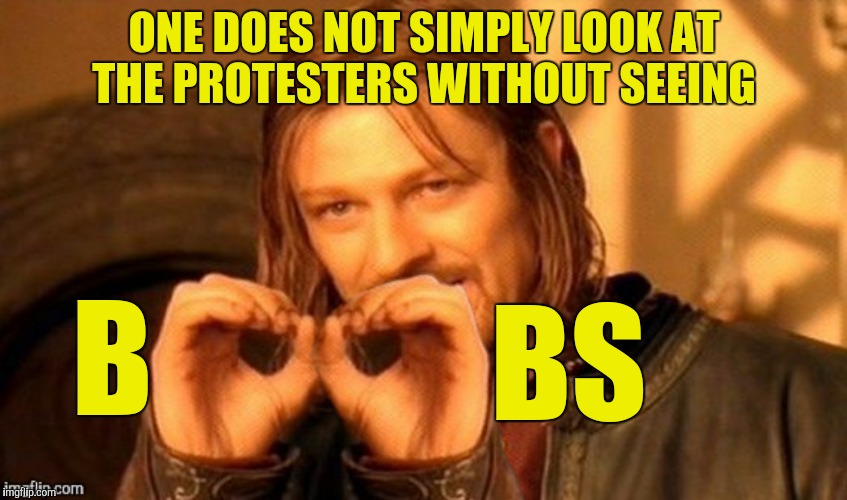 One does not simply throw a tantrum without being called a boob | ONE DOES NOT SIMPLY LOOK AT THE PROTESTERS WITHOUT SEEING; B; BS | image tagged in boobs,protesters | made w/ Imgflip meme maker