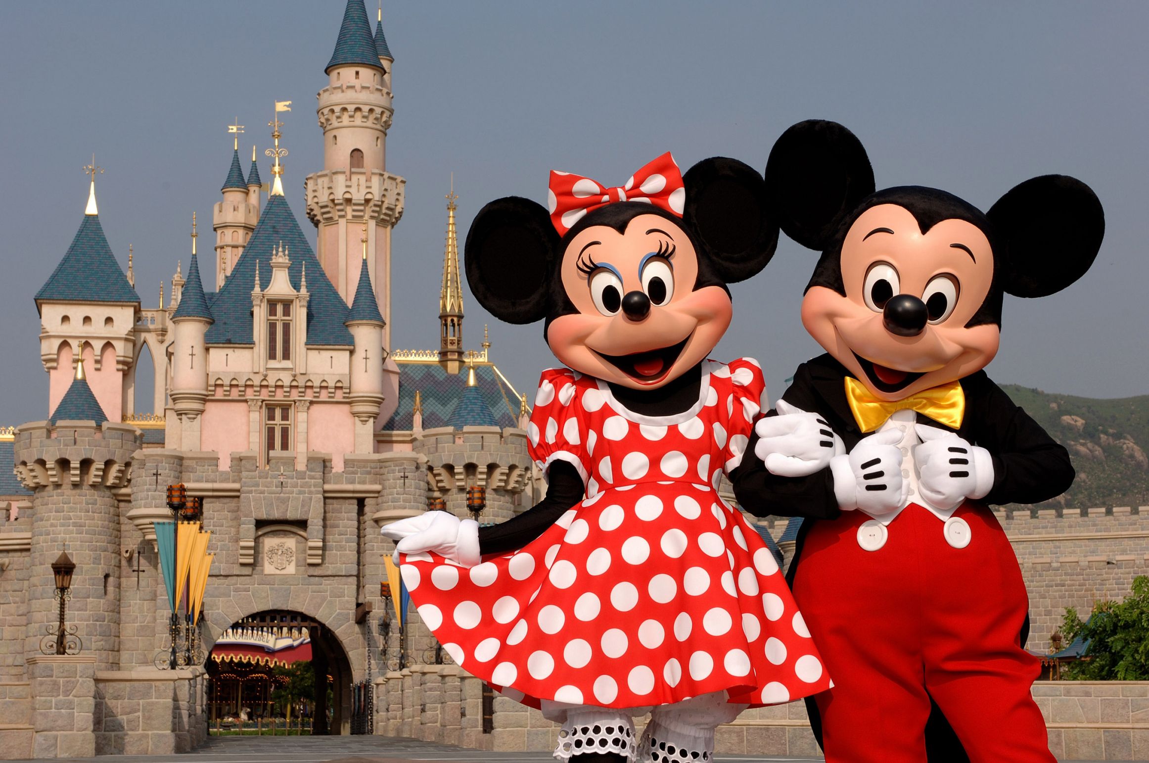 Mickey and Minnie with castle Blank Meme Template