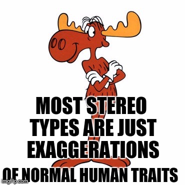 MOST STEREO TYPES ARE JUST EXAGGERATIONS OF NORMAL HUMAN TRAITS | made w/ Imgflip meme maker
