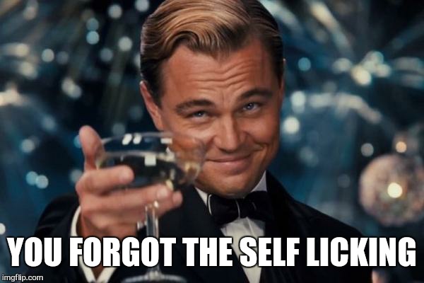 Leonardo Dicaprio Cheers Meme | YOU FORGOT THE SELF LICKING | image tagged in memes,leonardo dicaprio cheers | made w/ Imgflip meme maker