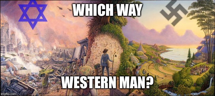 WHICH WAY; WESTERN MAN? | image tagged in which way,western man | made w/ Imgflip meme maker